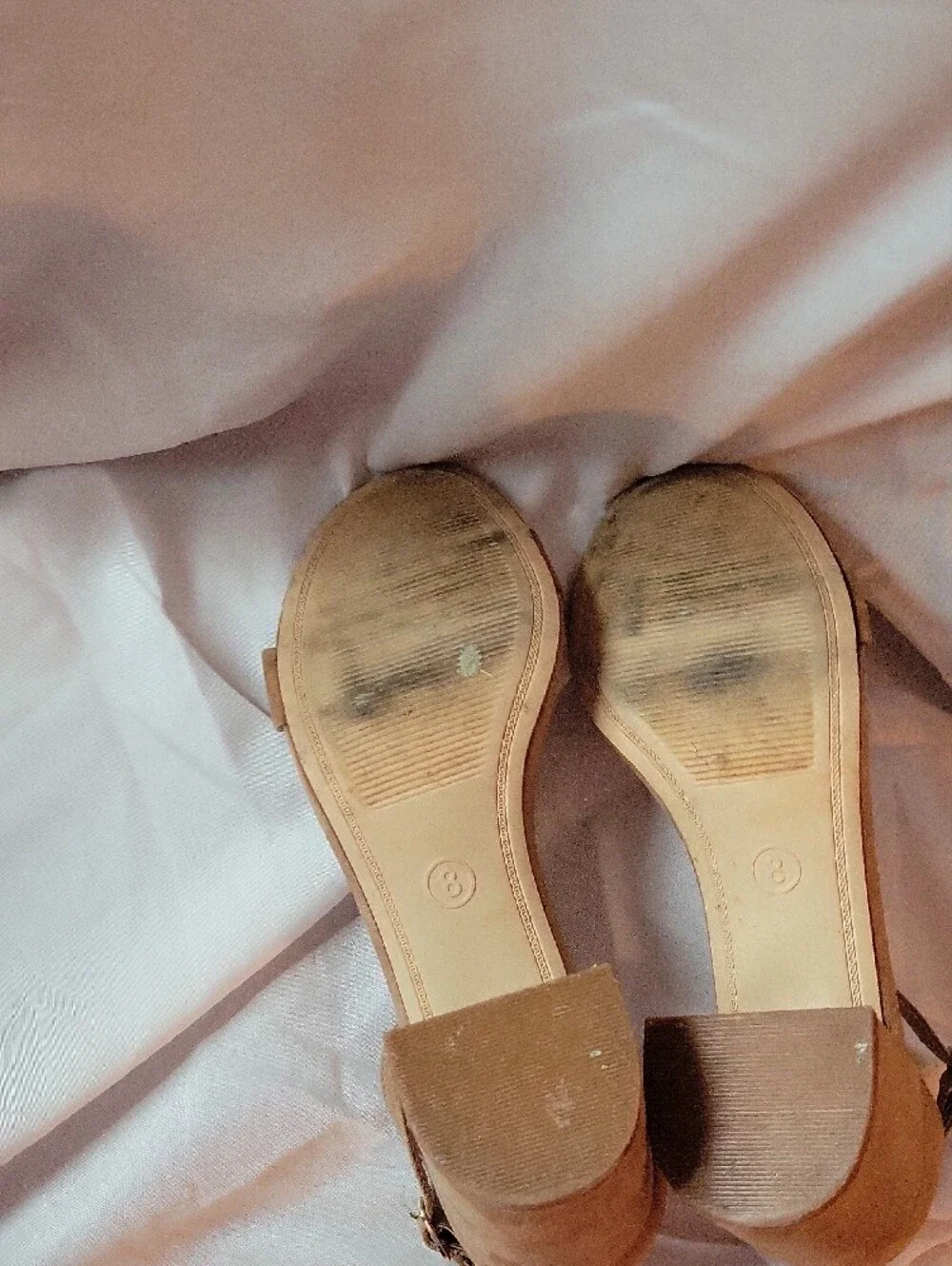 A New Day Tan Suede Open-Toe Ankle-Strap Heels